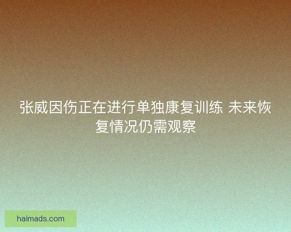 张威因伤正在进行单独康复训练 未来恢复情况仍需观察